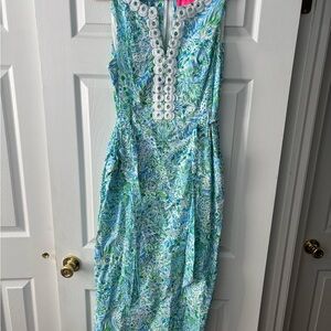 Lilly Pulitzer Barberine Maxi Shift Dress Blue and Green Floral